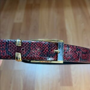 Sandy Duffer Designs Black/Red Snake design Leather Belt Size M